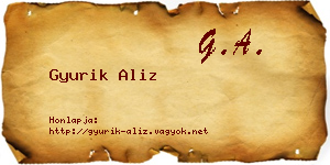 Gyurik Aliz névjegykártya